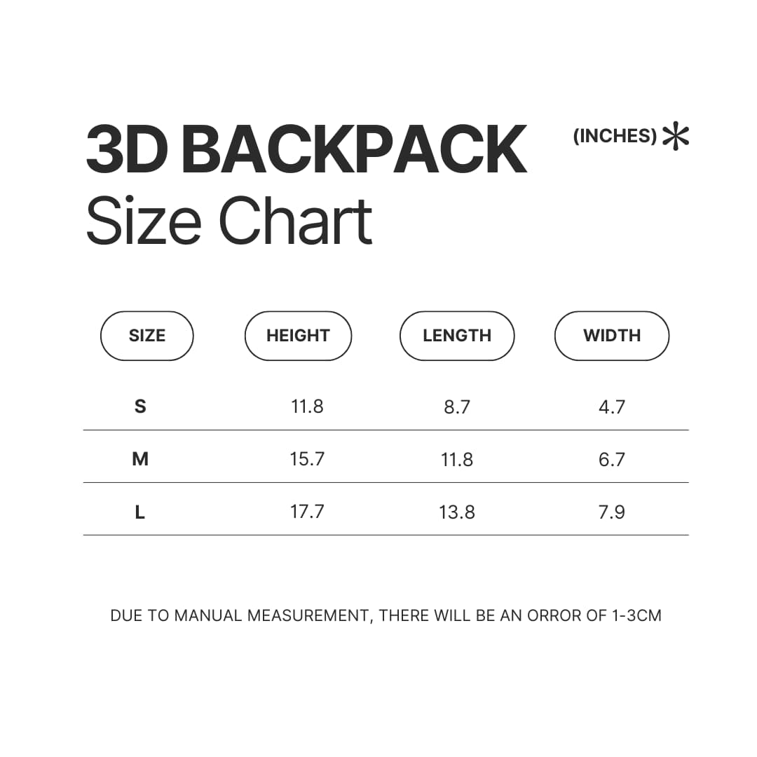 3D Backpack Size Chart - Ace Attorney Merch